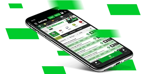 Hand holding a mobile phone displaying the Betway app